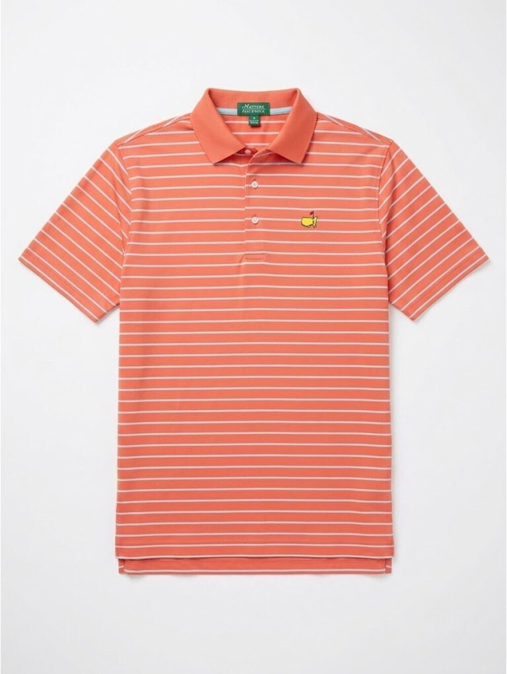 Masters Peter Millar Men’s L Coral Striped Golf Polo Augusta National Logo